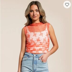 NWT Free People Sleeveless Lace Top - Size Large